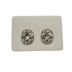 Unusual Patterned Stud Style Silver Coloured Earrings