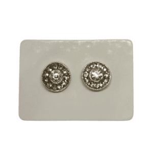 Round Clear Rhinestone Silver Coloured Stud Earrings