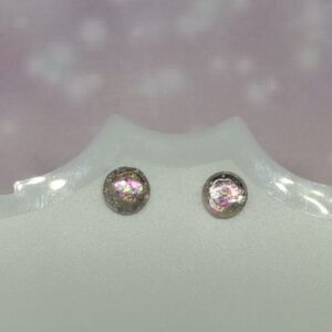 Small Pink Glittery Jelly Look Cabochon Earrings