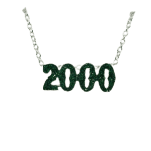 Fancy Dress Birthday Memory of Year 2000 Glittering Pendant on a Silver Coloured Necklace