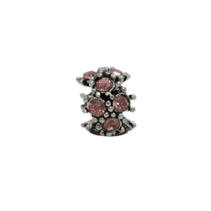 Silver Coloured Wide Holed Pink Charm Pendant Ideal For Charm Bracelets