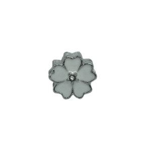 Silver Metal Coloured Wide Holed White Flower with Centre Clear Rhinestone Charm Pendant Ideal For Charm Bracelets
