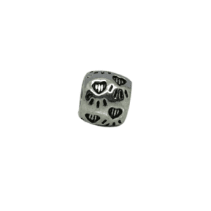 Silver Coloured Wide Holed Heart Paw Print Engraved Charm Pendant Ideal For Charm Bracelets