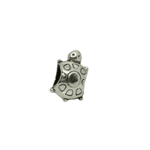 Silver Coloured Wide Holed Turtle / Tortoise Charm Pendant Ideal For Charm Bracelets