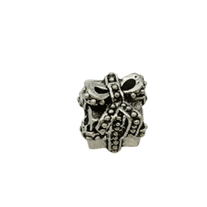 Silver Coloured Wide Holed Present with a Bow Charm Pendant Ideal For Charm Bracelets