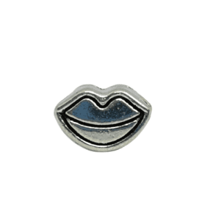 Silver Coloured Wide Holed Closed Lips Mouth Charm Pendant Ideal For Charm Bracelets
