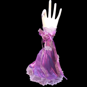 Purple / Pink Satin and Lace Chic Elegant Hand Ring Necklace Jewellery Holder / Storage