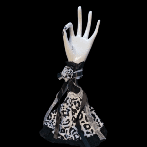 Black and White Animal Print Satin and Lace Chic Elegant Hand Ring Necklace Jewellery Holder / Storage