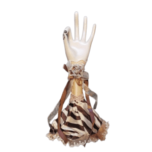 Gold / Tan Satin and Lace Chic Elegant Hand Ring Necklace Jewellery Holder / Storage