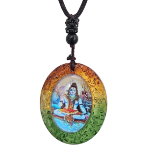 Glass Chakra Pendant and Dark Brown Cord Necklace