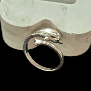 Sterling Silver Stamped Dolphin Ring