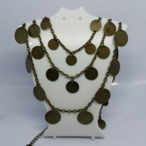 Antique Bronze Coloured Adjustable 3 in 1 Style Necklace with Hanging Metal Discs