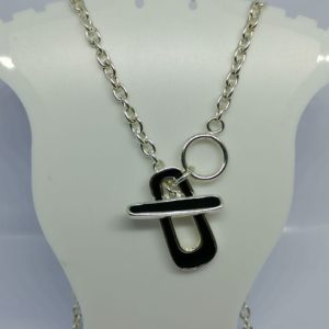 Inter linking Silver Coloured and Black Necklace
