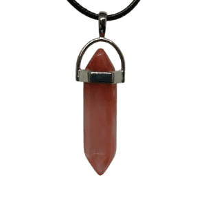 Rose Quartz Gemstone Healing Crystal Style Pendant on a Black Leather Cord Necklace