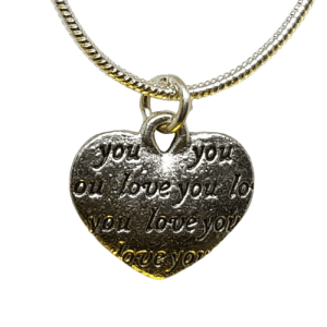 Sterling Silver Snake Chain Necklace with Silver Coloured Double Sided Heart Pendant