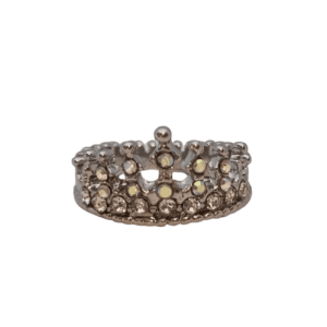 Silver Coloured Crown Ring with Rainbow Crystals and Clear Crystals