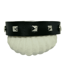 Silver Coloured Square Studded and Round Studded Adjustable Leather Bracelet