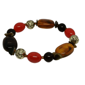 Brown Reds and Gold Rose Coloured Beaded Bracelet
