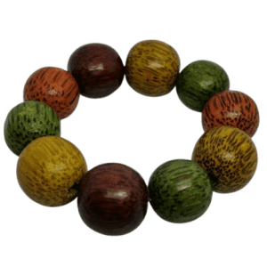 Large Coloured Wooden Round Beaded Bracelet