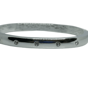 Silver Coloured Stainless Steel Clear Zircon Crystal Hinged Bracelet
