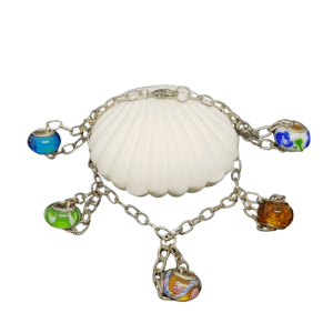 Multi-Coloured Chain Bracelet with Lamp Work Rondelle Beads