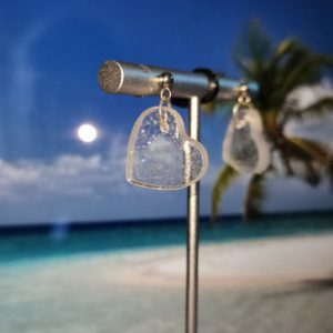 Clear and Glitter Light Weight Heart Lung Cancer Support Earrings