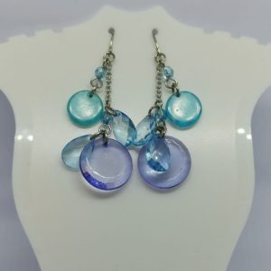 Light Blue and Turquoise Layered Hanging Earrings