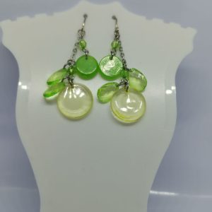 Lime Green and Lemon Yellow Layered Hanging Earrings