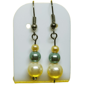Dangly Earrings with Cream and Mint Green Turquoise Beads
