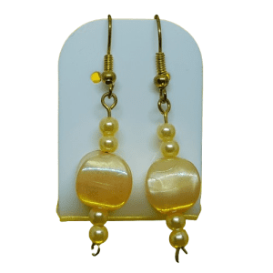 Hanging Earrings with Small and Large Cream Beads