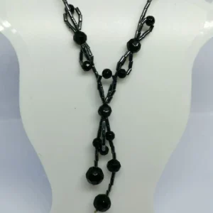 Black and Gun Metal Black Colour Bow Necklace with Extender
