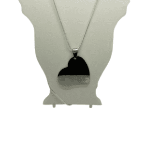 Sterling Silver Snake Chain Necklace and Large Stainless Steel Dog Tag Type Heart Pendant