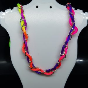 Bright Colourful Rope and Chain Necklace and Bracelet Set