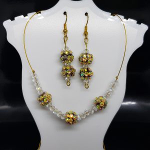 Sparkling Necklace and Hanging Earring Set