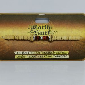 Earth and Surf Red and Cream Wooden Elasticated Bracelet