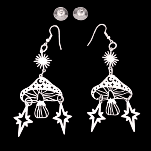 Stainless Steel Mushroom and Star Hanging Earrings