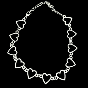 Silver Metal Coloured Adjustable Love Heart Choker Necklace