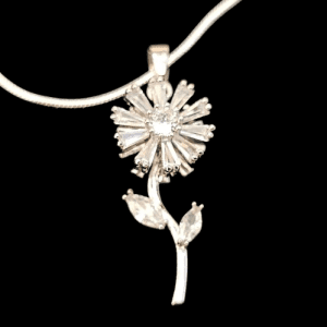 Fidget Spinner Spinning Daisy Flower Pendant on a Sterling Silver Snake Chain Necklace