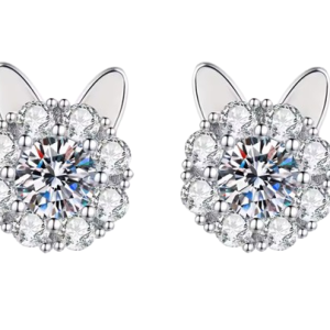 Silver Coloured Fidget Spinning Cat Earrings