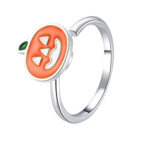 Silver Coloured Pumpkin Halloween Spinning Fidget Adjustable Ring